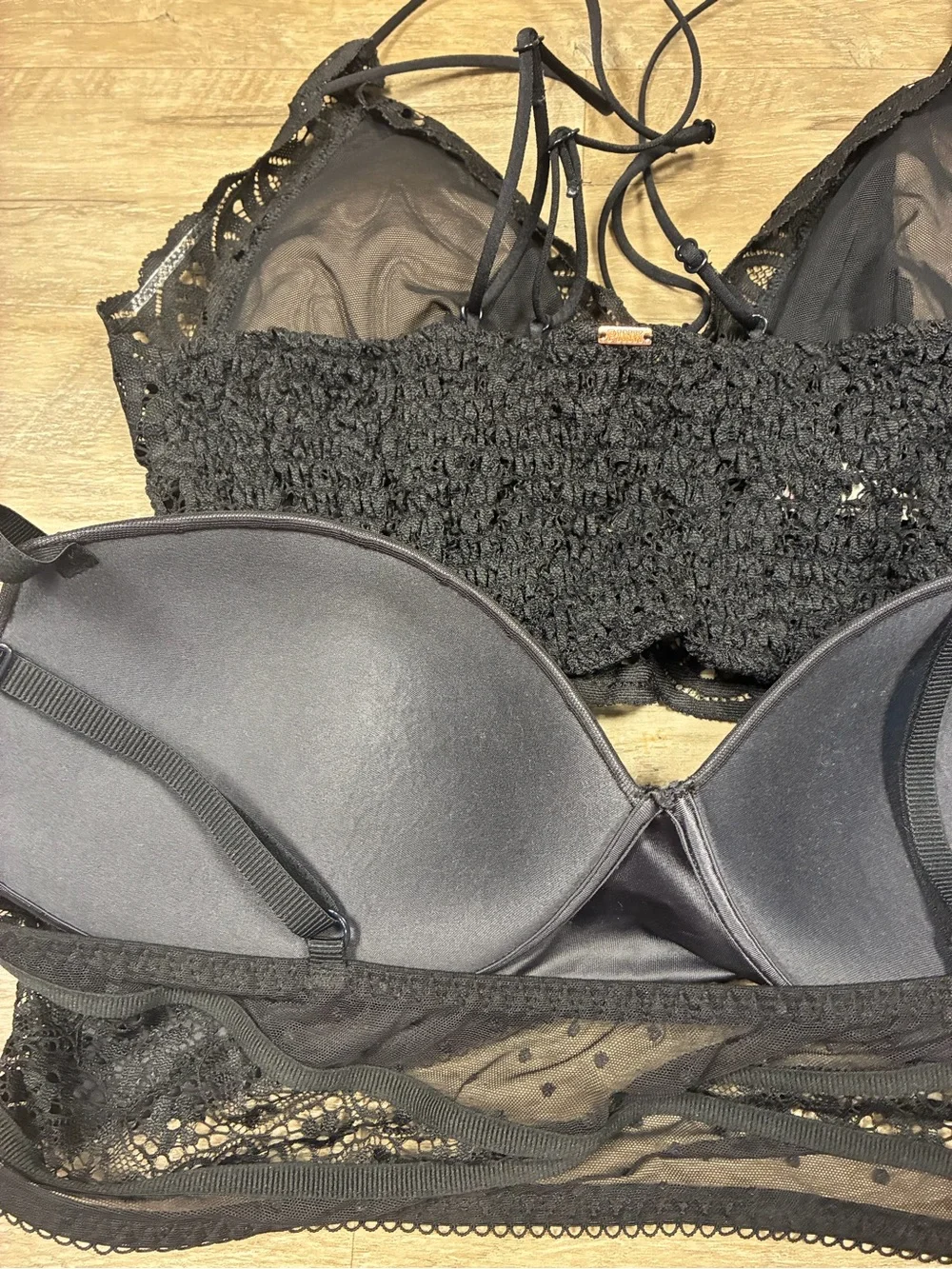 Victoria Secret PINK 2 Lace Wirefree Bras Padded Demi Lace Bralette - Picture 9 of 11